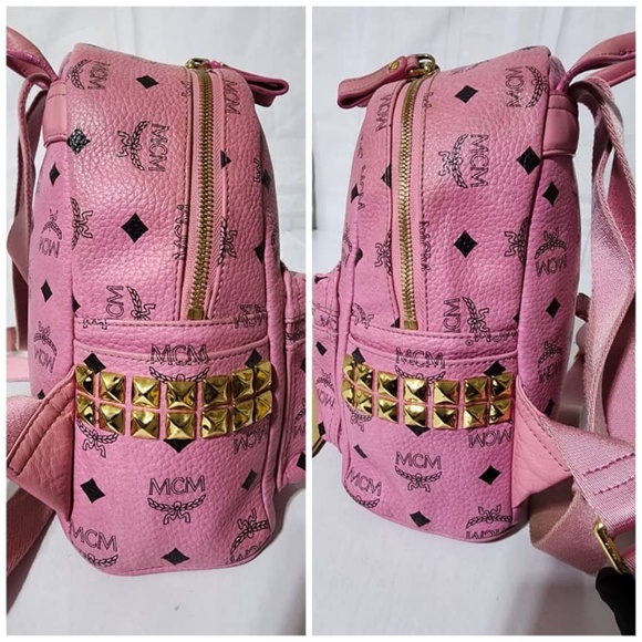 Authentic MCM Small Visetos Stark Leather Backpack Pink - Picture 8 of 15